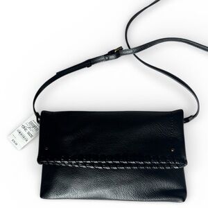 Whipstitch Black Leather Crossbody Bag
